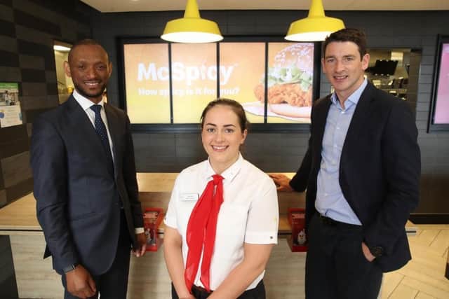 McDonald's Larne team members Andy Duncan, Gemma Caldwell and Paddy Cusack.