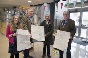Attending the official presentation are (l-r): Jamie Austin, Museum Services Officer; the Mayor of Causeway Coast and Glens Borough Council, Councillor Richard Holmes; Colour Sergeant Stephen Murdock; and Mark McLaughlin, Chairman, Royal British Legion, Ballymoney