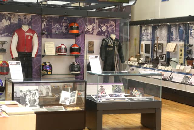 ‘The Race and the Places’ exhibition at Ballymoney Museum is open until August 27 and features a selection of racing bikes, photographs, trophies, memorabilia and a timeline covering the past 90 years of racing