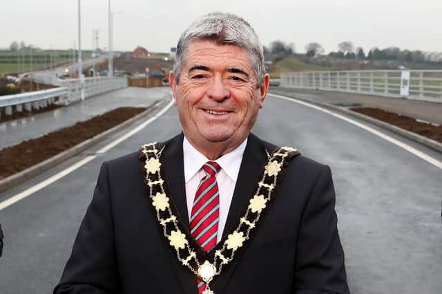 The Mayor, Cllr Billy Webb, at the official opening of Ballyclare Relief Road.
