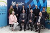 Members of Mid and East Antrim's Fairtrade Steering Group with Reverend Adrian Halligan and Dr Christopher Stange, Consulate General for Saint Vincent and the Grenadines.