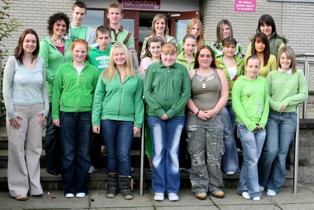 Pupils from Cullybackey High School who took part in a non-uniform day to raise money for Conservation Volunteers. Included are Alison Parker and Susan Woods McAdam. BT43-229AC