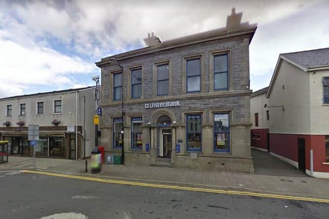 The Ulster Bank in Maghera. This branch as well as Ulster Bank branches in Antrim, Ballymoney, Larne, Holywood, Warrenpoint, Dunmurry, Comber and Clogher will be closing in September. Photo courtesy of Google.