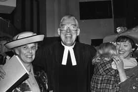 The Reverend Dr Ian Paisley with his wife Eileen, daughter Sharon and shy grand-daughter Lydia at the Free Presbyterian Church's 40th anniversary celebrations at the King's Hall in March 1991. Picture: News Letter archives