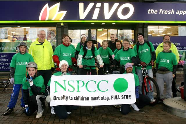 Staff and friends from the Vivo Ahoghill who took part in a charity cycle to raise money for the NSPCC. BT44-272AC