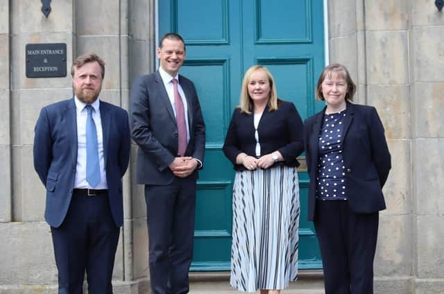 Education Minister, Miss Michelle McIlveen MLA, Mr Robin McLoughlin, Principal, Mrs Heather Evans, Pastoral Vice Principal and Mr David McFarland, Academic Vice Principal