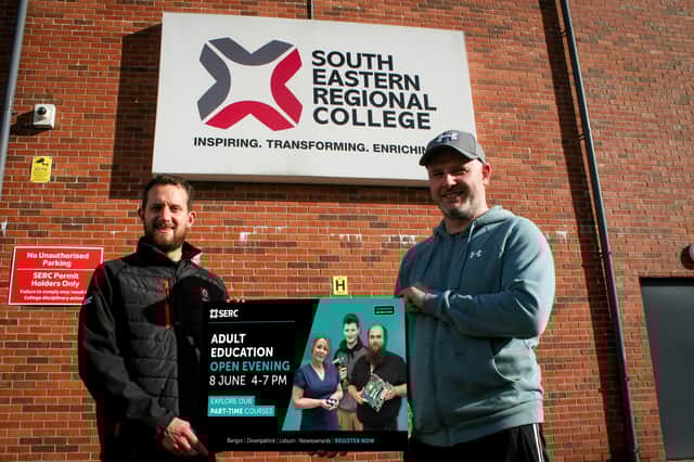 Paul Addis and Christopher Mulholland from the IMIAL Level 5 Diploma in Automotive Management, Lisburn Campus.