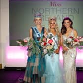 New Miss Northern Ireland 2022 - Daria Gapska from Ballymena with Miss World Karolina Bielawska and outgoing Miss Nothern Ireland 2021 Anna Leitch at The Europa Hotel. (Pic: Brendan Gallagher Photography)