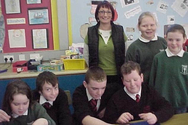 Our Lady of Lourdes School, Ballymoney, pictured holding an Enrichment Programme for the P7 pupils from St Patrick’s Primary School, Rasharkin, back in 2007