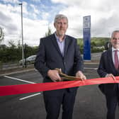Infrastructure Minister John O’Dowd and Chris Conway,  chief executive of Translink, officially open the new Park and Ride facility at Trooperslane, Carrickfergus.