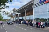 Queue outside The Range at the Boulevard in Banbridge which opens today May 27.