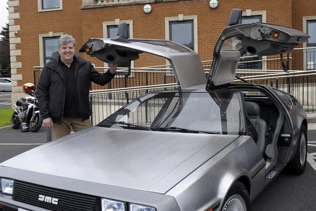 Car Show, Banbridge Civic Building 18th May 2022 in aid of the Lord Mayors Charities - Angel Wishes and Guide Dogs. "Back from the Future", David Madders and his 1981 De Lorean DMC. ©Edward Byrne Photography