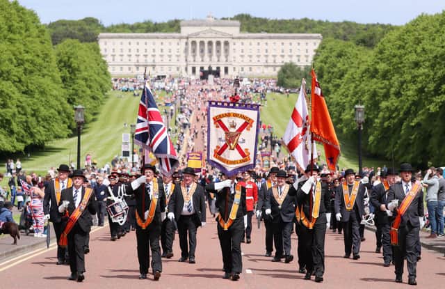 The parade started at Stormont and continued into the city centre. Picture by Jonathan Porter/PressEye
