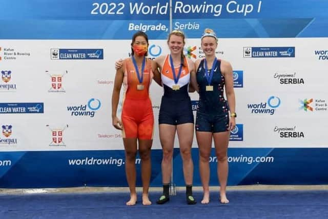 Hannah Scott (right) who won bronze for Great Britain in Belgrade