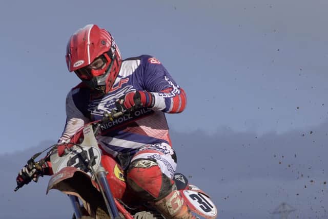 British Twinshock champion William Burgess on a 1981 490 Maico