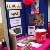 Canon Stuart Lloyd undertook a 72 hour fast sitting for three days in the mall at Broughshane during Christian Aid Week