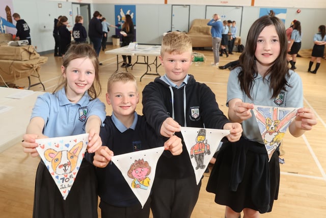 Some of the bunting designs created by pupils during the Museums Service workshop.