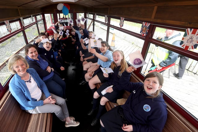 Pupils and staff enjoy their journey on the Giant’s Causeway and Bushmills Railway