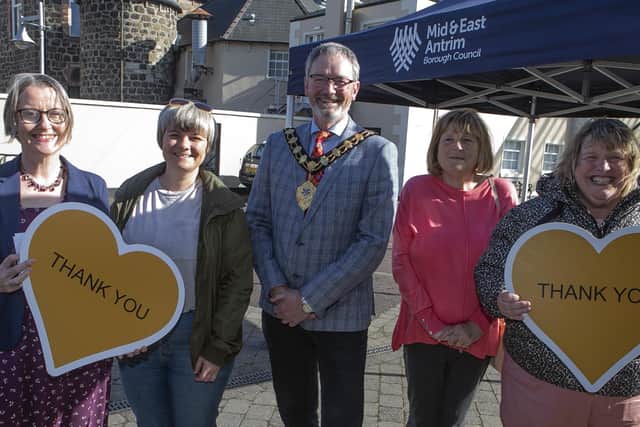 Mayor of Mid & East Antrim, Councillor William McCaughey and the Chief Executive of Volunteer Now NI, Denise Hayward, both attended the event to thank local volunteers representing over 15 local grassroots organisations.
