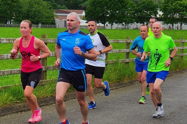 Tanya Quinn was first lady overall at Cookstown, with Damien Atkinson, Martin Kolbohm and Mark Reid at the MUSA Parkrun