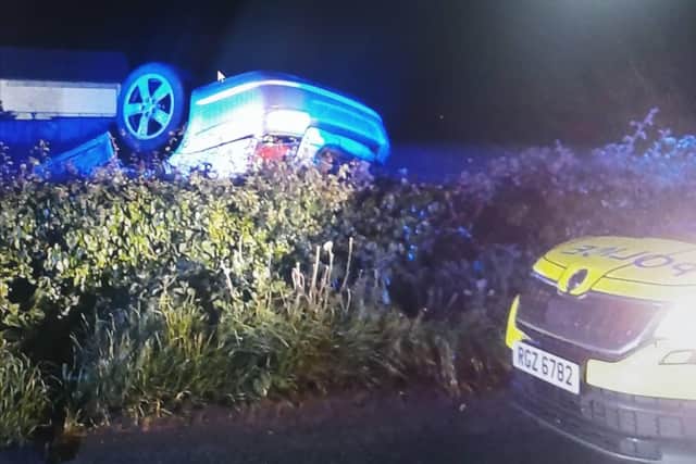A driver was arrested after this crash at Clare Lane, Cookstown. Picture: PSNI
