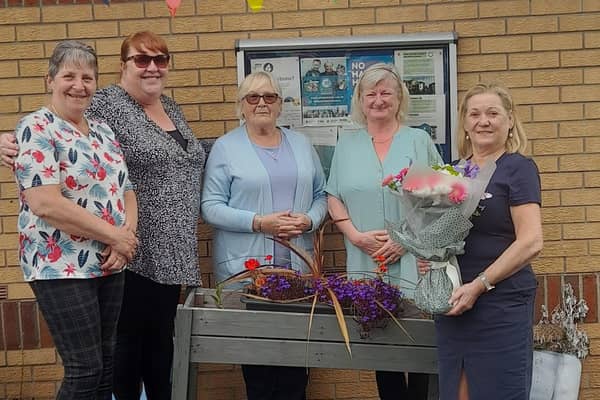 Whiteabbey Hub committee, from left to right:. Debra Sloan, Doreen Minford, Jean Doyle, Margaret King and Irene McCann.