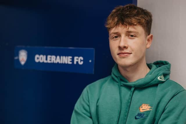 Jack O'Mahony has joined Coleraine. Photo Credit: Coleraine FC/David Cavan