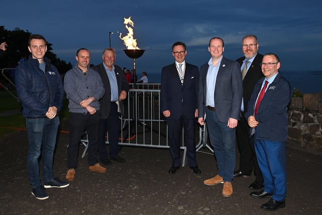 Gathered at the Town Park for the lighting of the beacon. Picture: Stephen Hamilton/Presseye