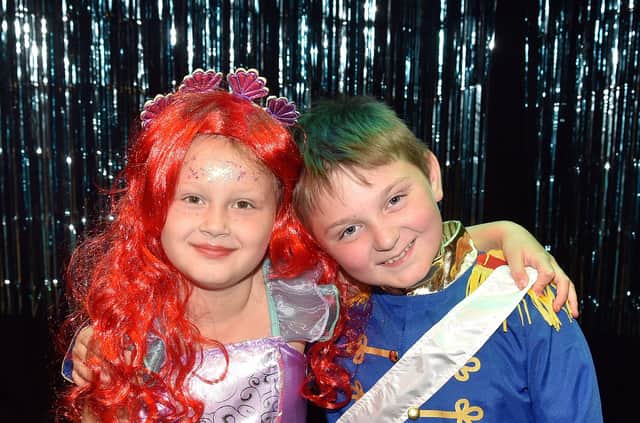 Milana Kuprjuseviciu, who played Ariel and Jayden Henderson who played the Prince in the Little Starz Academy production of The Little Mermaid in Portadown Town Hall. INPT22-200.