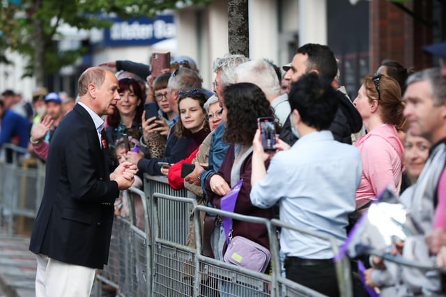 The Earl of Wessex with well-wishers at Royal Avenue in Belfast.
 
Photo by Kelvin Boyes / Press Eye.