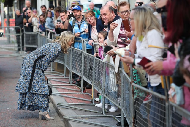 The Countess of Wessex chats to the crowd at Royal Avenue, Belfast. 
Photo by Kelvin Boyes / Press Eye.