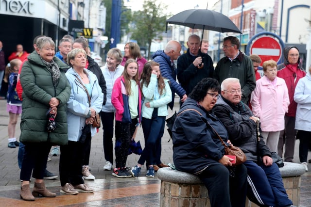 Members of the public gathered in Coleraine to watch the lighting of the Platinum Jubilee beacon