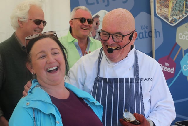 Paula Reid enjoying the food demo at the Rathlin Sound Maritime festival in Ballycastle on Sunday