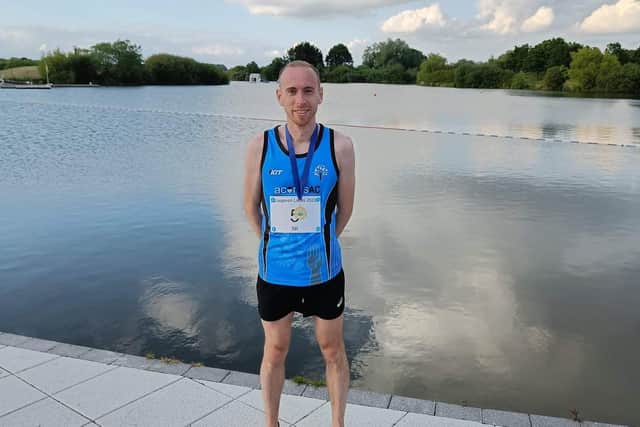 Sean Wilson at the Craigavon Lakes 5k after a fantastic personal best