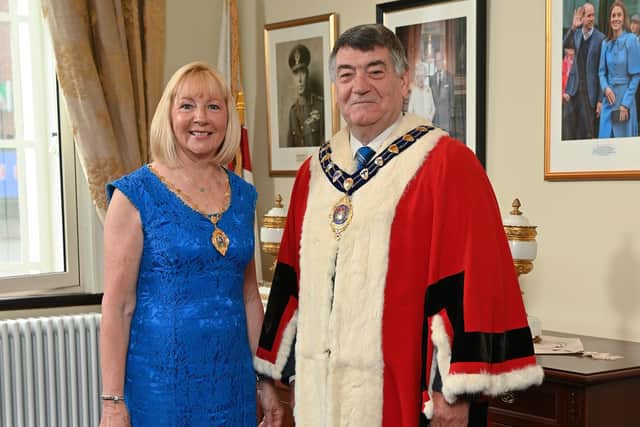 The newly-elected Mayor of Mid and East Antrim, Alderman Noel Williams, and his wife Sheila.
