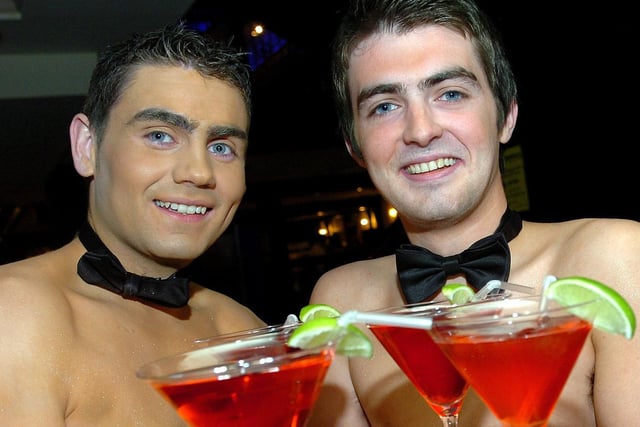 Cathal McFlynn and Matthew Campbell who were on hand with tasty cocktails during the Sex and the City 2 pre-show party held in the Mint Cafe Bar in 2010.