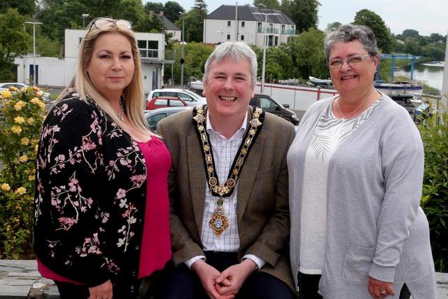 Patricia McQuillan and Mary Gibson from Moneydig Rural Group pictured with the Mayor of Causeway Coast and Glens Borough Council Councillor Richard Holmes.