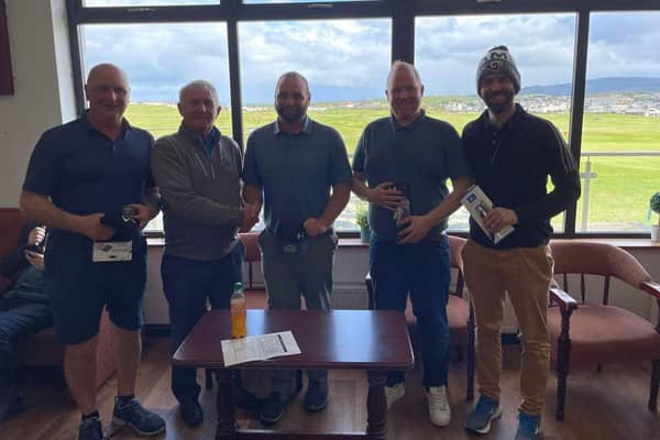 Prize winners at Murphy's Golf Society, from left, Peter Corr, Brendan Beggs (captain), Anthony Corr, Barry Murphy and Matthew McQuaid