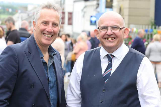 DUP councillor John Finlay (right), who has had a terminal cancer diagnosis, with DUP MP Ian Paisley at Ballymoney Twelfth celebrations. Picture Steven McAuley/McAuley Multimedia