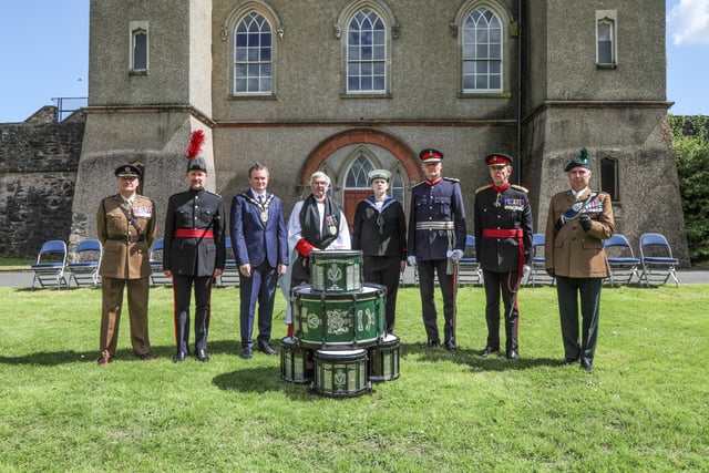 Dignatries at the Dedication Service for the New Royal Hillsborough Branch Standard included The Marquis of Downshire Nicholas Hill, Alderman Stephen Martin Mayor of Lisburn & Castlereagh, The Lord Lieutenant's Cadet, The Lord Lieutenant of Down; Gawn Rowan Hamilton & Brigade Commander 38 (Irish) Brigade; Brigadier Christopher Davies. Pic by Norman Briggs rnbphotographyni