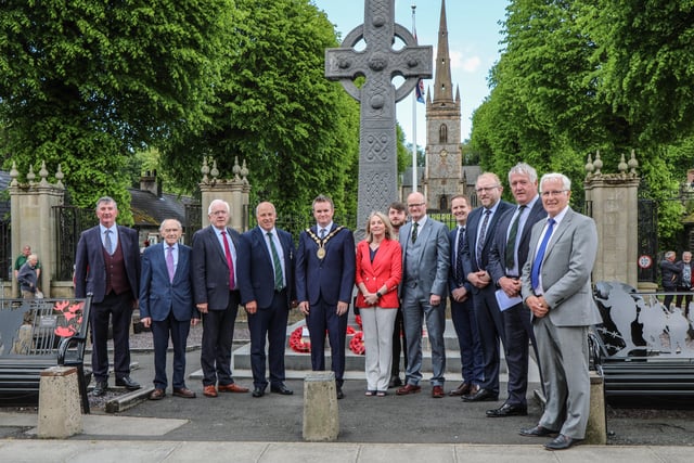 Councillors of Lisburn & Castlereagh with The Mayor Alderman Stephen Martin at the Centenary of The Royal Hillsborough War Memorial. Pic by Norman Briggs rnbphotographyni