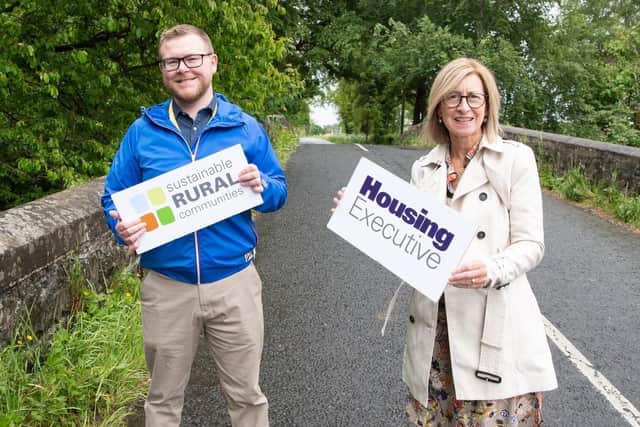 Matthew McKay from the Housing Executive’s Rural Regeneration Unit joins the organisation’s Limavady Office Manager Hilary Canning at Bovagh Bridge in Aghadowey as research begins to test the need for rural housing in the area