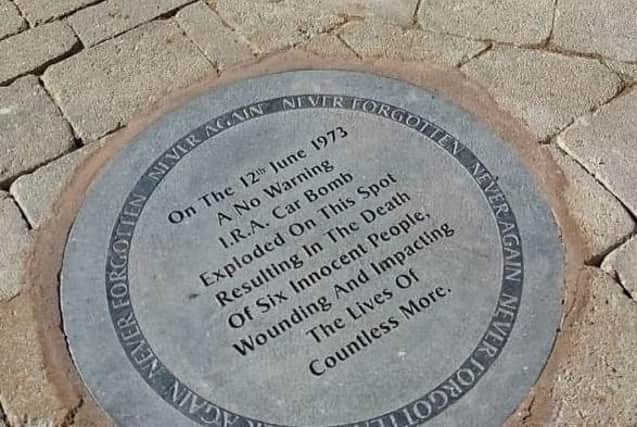 The memorial stone at Railway Road