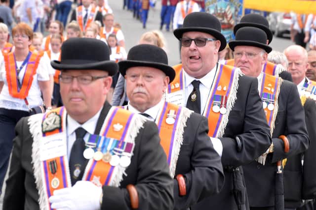Traditional bowler hats on parade at the Portadown Mini 12th parade in 2018. Picture: Tony Hendron
