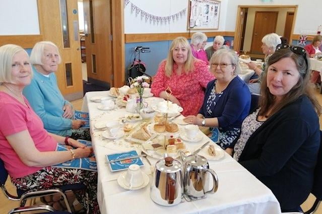 Tge ladies of Crumlin WI enoyed an afternoon tea to ark the Platinum Jubilee