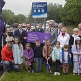 Broughshane play park has been officially renamed The Jubilee Park. Pictured are: Councillor Timothy Gaston, Councillor Julie Frew, Councillor Christopher Jamieson, Councillor William McCaughey, Deputy Mayor Beth Adger MBE, Councillor Thomas Gordon, Alderman Audrey Wales MBE, Councillor Matthew Armstrong, Paul Frew MLA and Councillor Rodney Quigley.