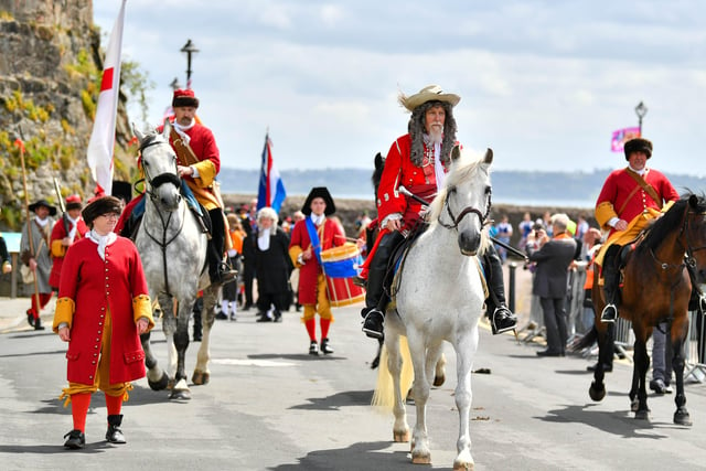 The colour and spectacle of the Royal Landing re-enactment in Carrickfergus. Picture: Andrew McCarroll/ Pacemaker Press
