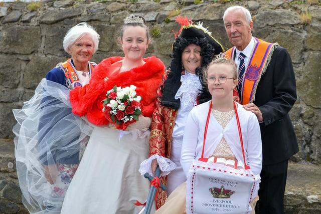 Posing for a photo at the Royal Landing pageant in Carrickfergus. Picture: Andrew McCarroll/ Pacemaker Press