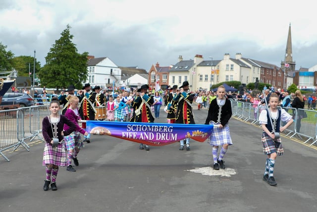 Taking part in the Royal Landing pageant in Carrickfergus. Picture: 
Andrew McCarroll/ Pacemaker Press
