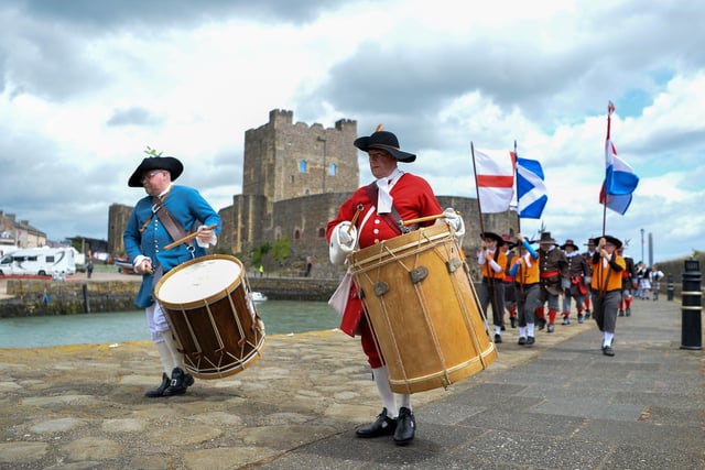 The Royal Landing brought colour and pageantry to Carrickfergus. Picture: Andrew McCarroll/ Pacemaker Press